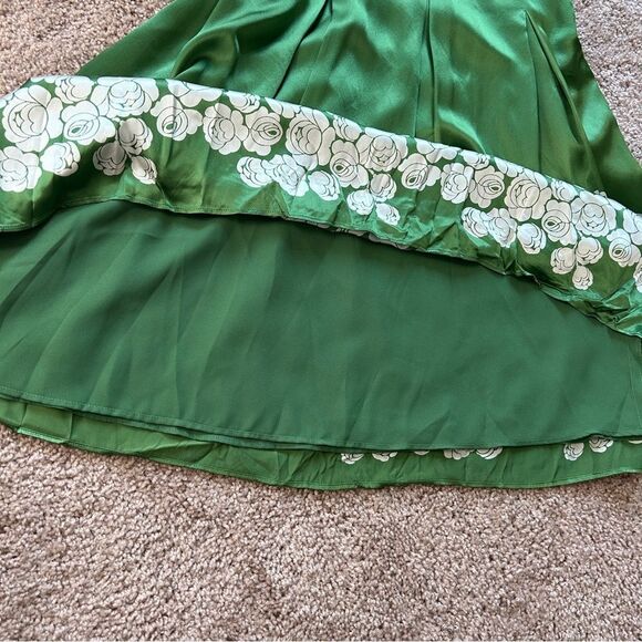 Ted Baker London Green White Floral Babydoll Libbie Silk Slip Dress Size 2 - Picture 5 of 11